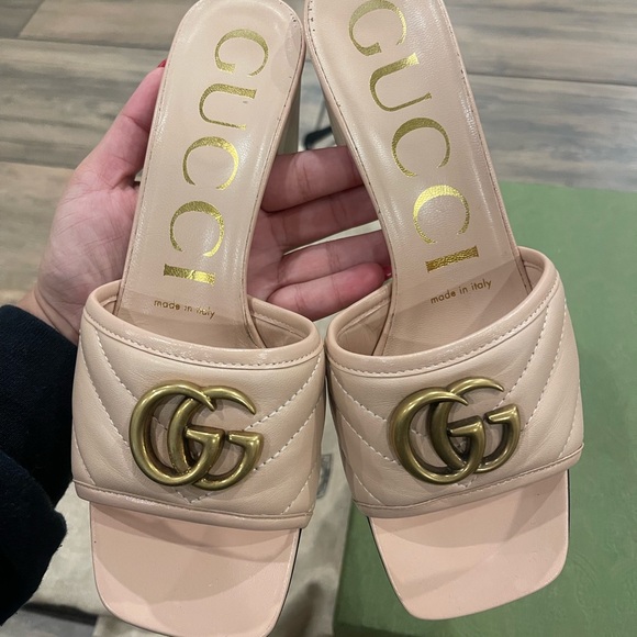 Nappa Matelasse GG Marmont Slide Sandals 36 Skin Rose - Picture 3 of 7